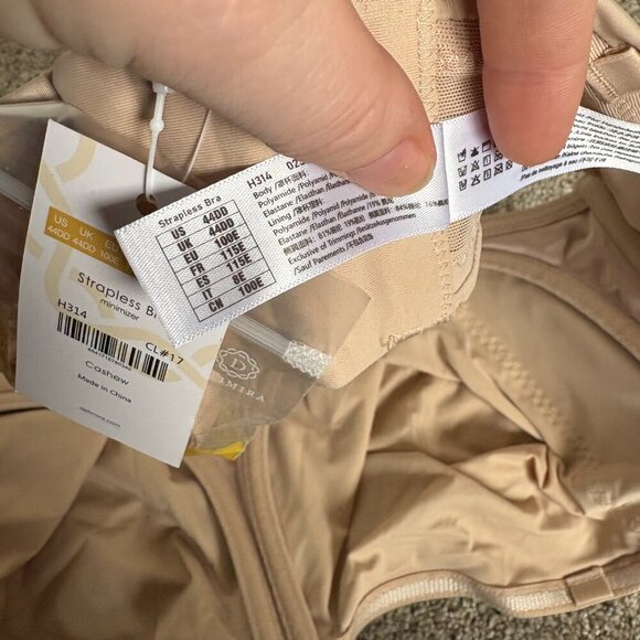 Delimira Women's Underwire Strapless Bra 44DD Cashew NWT Removable Straps - Picture 7 of 7